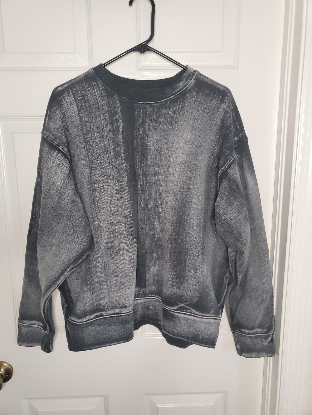 Zara Washed Black Crewneck Denim Look Sweatshirt